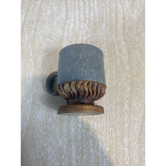 5 Vintage Pottery Coffee Cups / Mugs Unique Design with Wine Glass Style Base - Picture 7 of 16